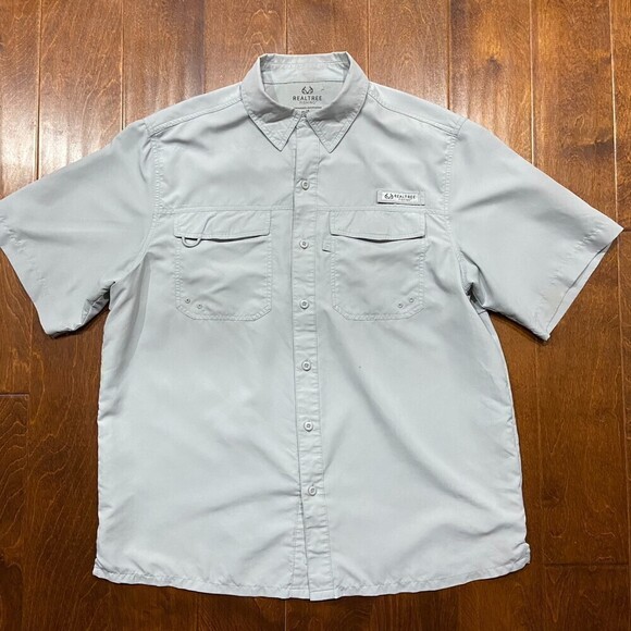 Realtree Fishing Outdoors Vented Light Blue Button Down Shirt Men's Size Large - Picture 4 of 10